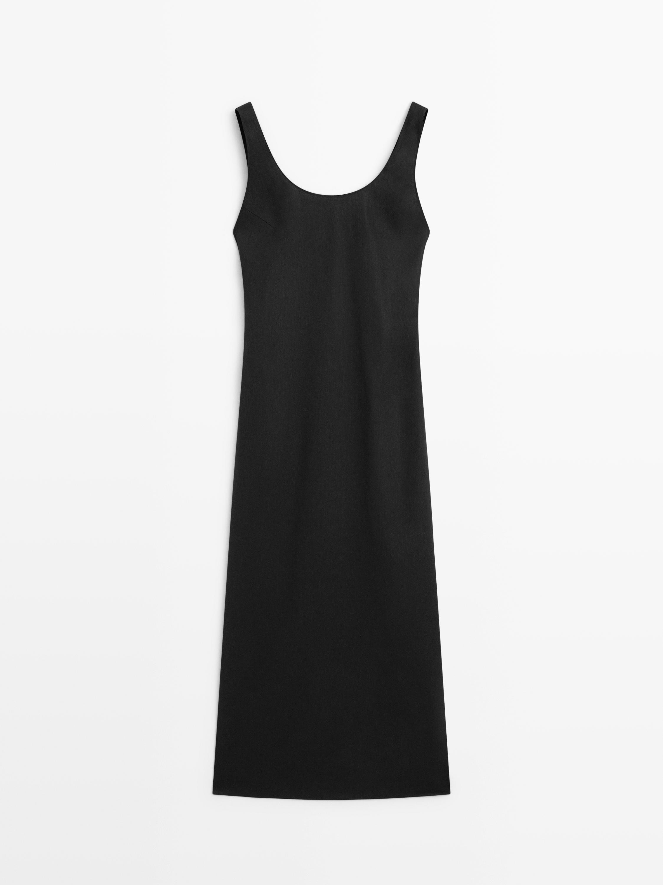 Flowing round neck midi dress