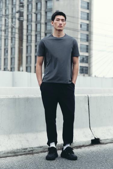 Zara 舒適版運動風褲腰長褲 - 海藍色