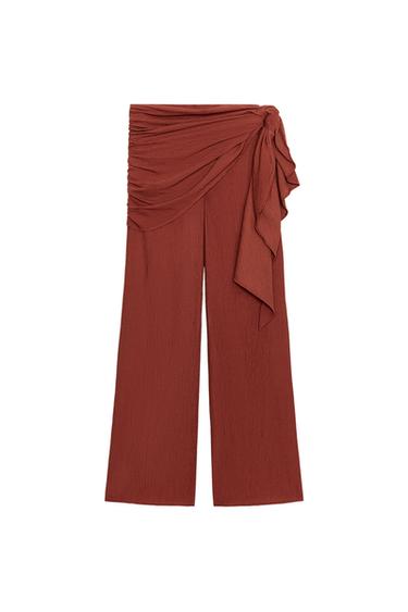 PANTALÓN ANCHO PAÑUELO - Terracota de Zara