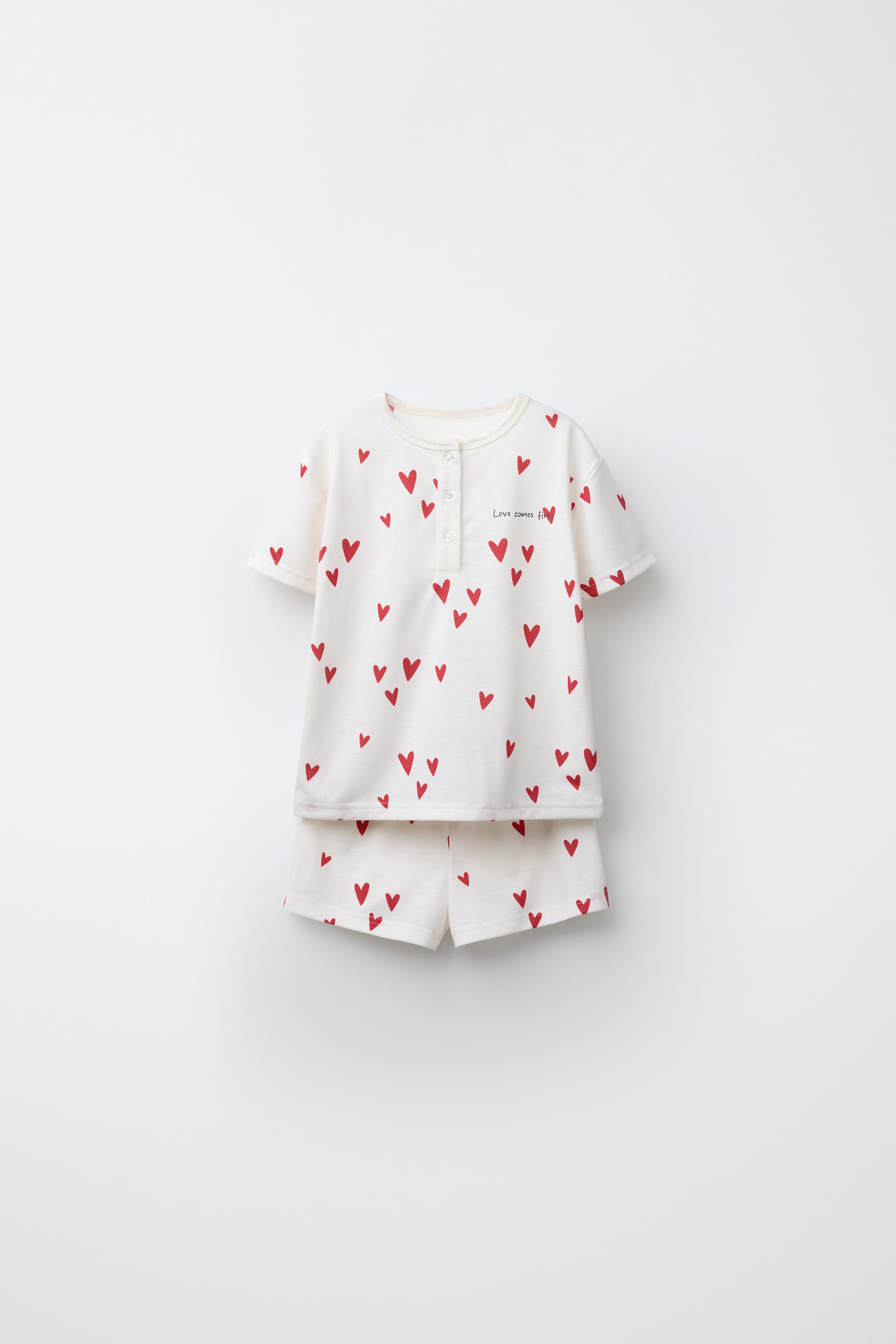 Treat Ürself Heart knit short pants 2-6 YEARS/ HEART PRINT T-SHIRT AND BERMUDA SHORTS PAJAMAS