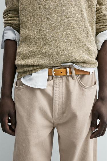 Zara LEATHER BELT - Mustard - Image 0