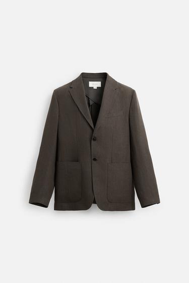 100% LINEN SUIT BLAZER - Brown by Zara - Image 6