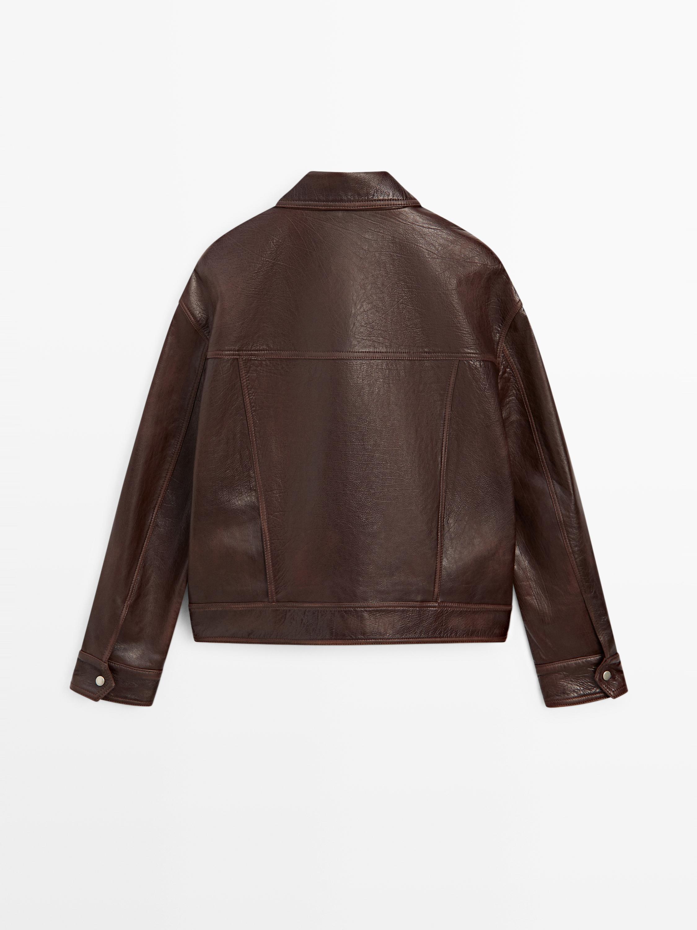 Pleated-detail Nappa leather jacket