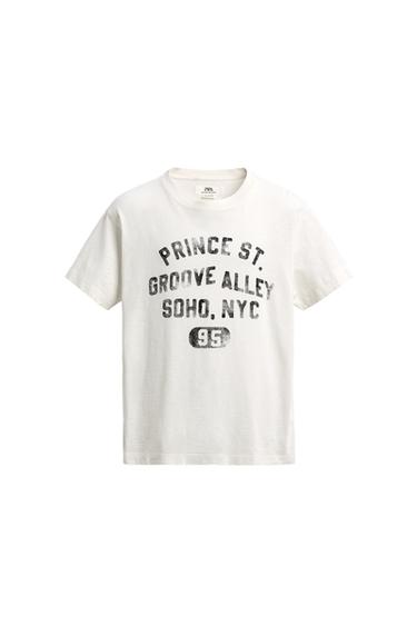 CAMISETA RELAXED FIT COM MENSAGEM LAVADA - Cru da Zara