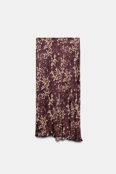 ZW COLLECTION FLORAL MIDI SKIRT - BORDEAUX by Zara - Image 0