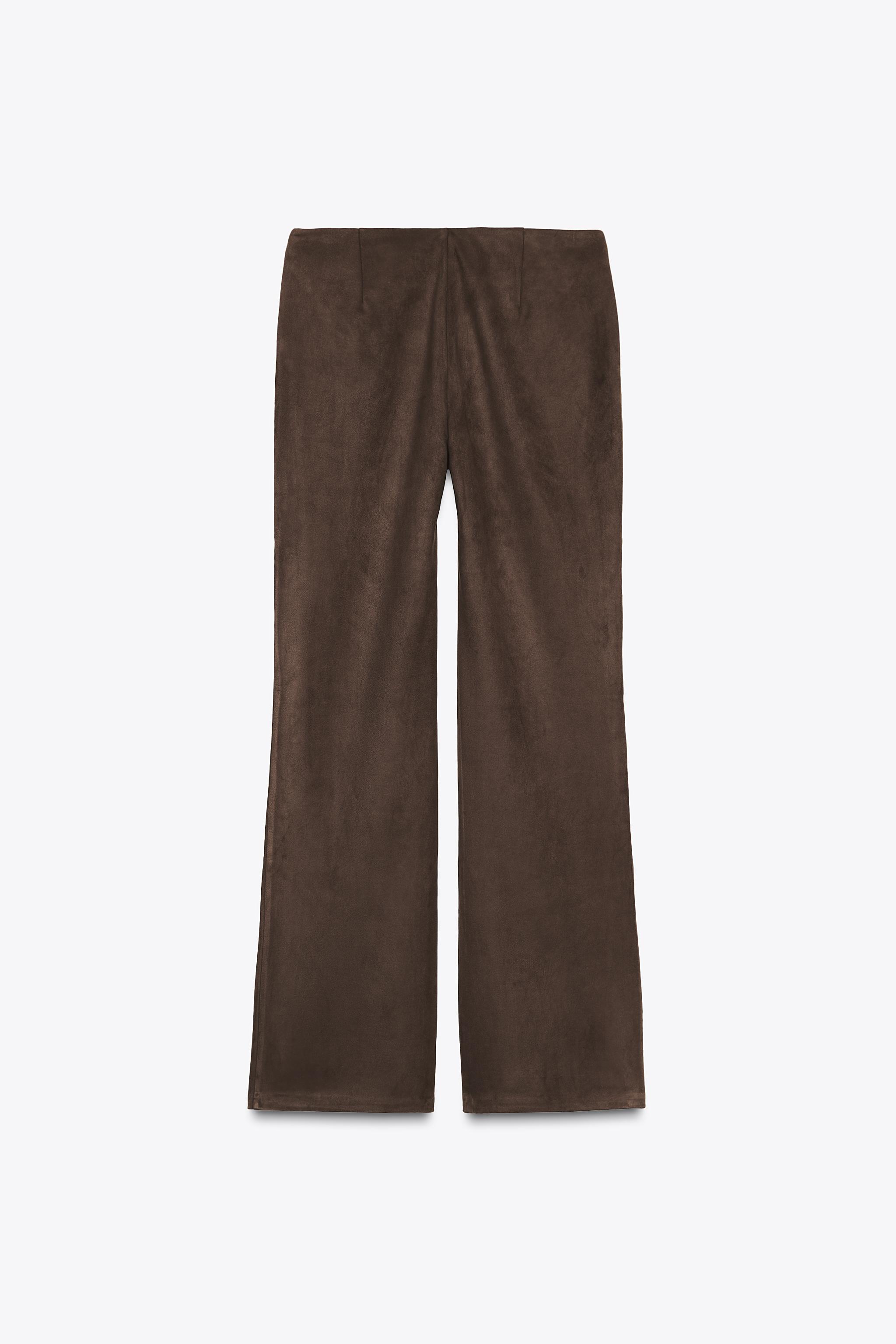 Brown Pantalon Daim Zara PANTALON DAIM BEIGE Zara Taille 40 EUR 7,50  PicClick FR