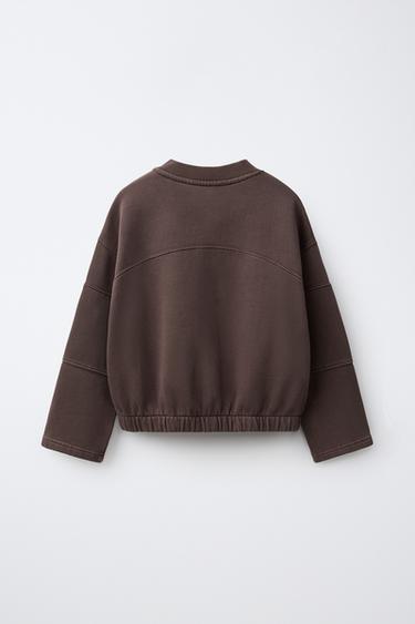 WASHED-EFFECT GRAPHIC SWEATSHIRT — Brown 2