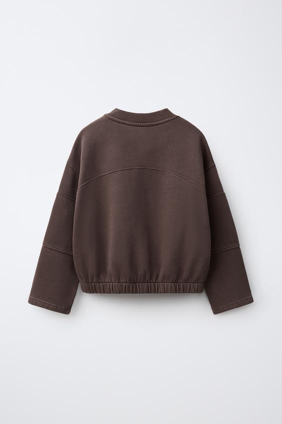 SWEAT IMPRIMÉ EFFET DÉLAVÉ - Marron de Zara - Image 1