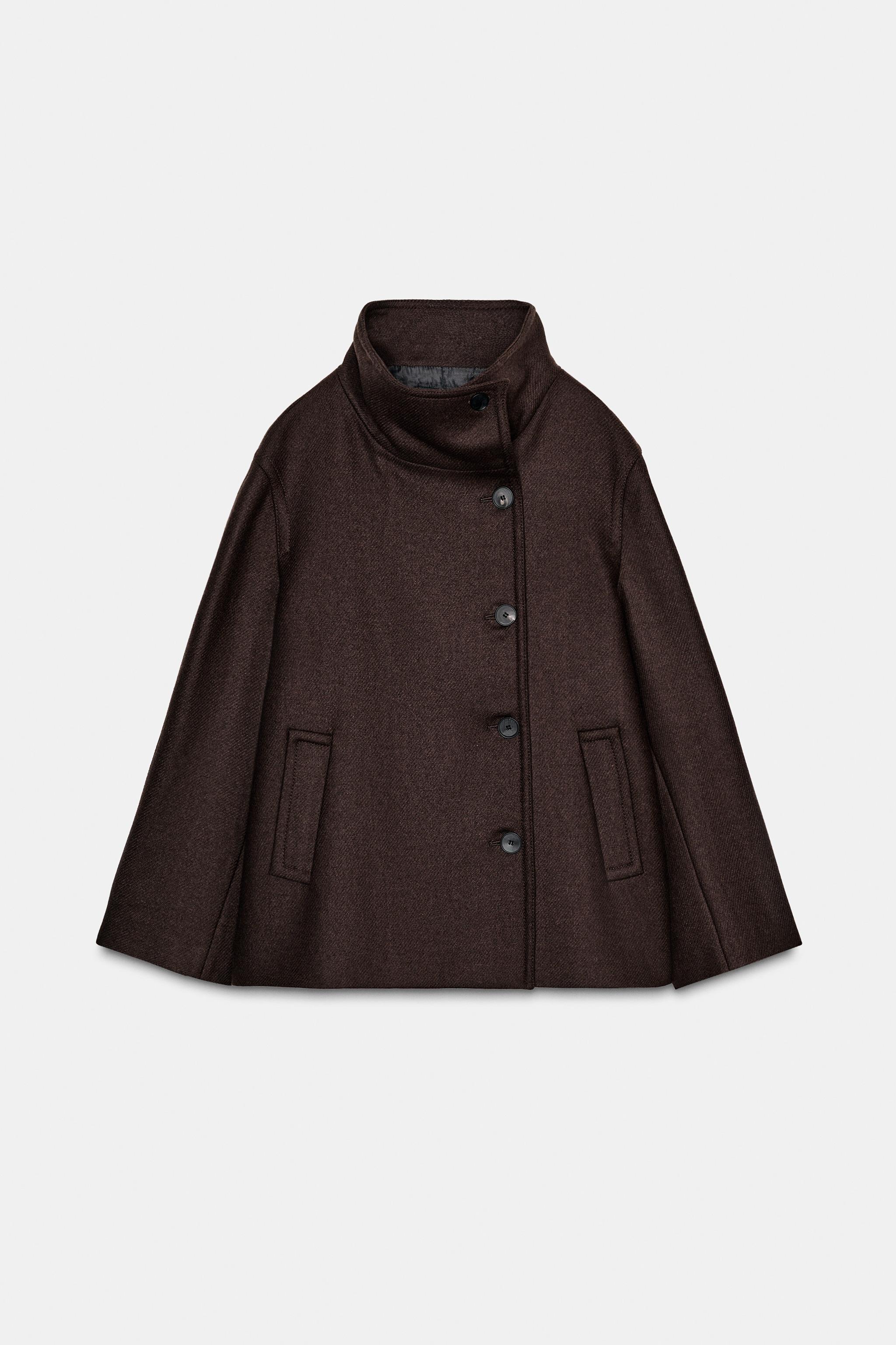 MANTEAU COURT AVEC LAINE ET COL MONTANT