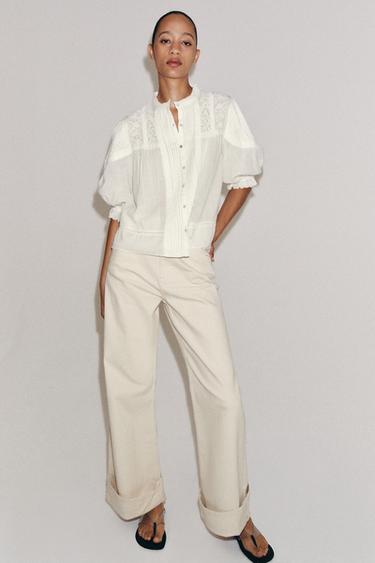 ZW COLLECTION ROMANTIC COTTON SHIRT - Ecru by Zara