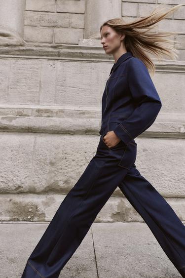 BOOTCUT TROUSERS WITH CONTRAST TOPSTITCHING - Indigo by Zara