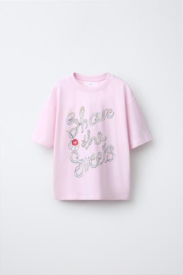 تيشرت مطبوع - وردي by Zara