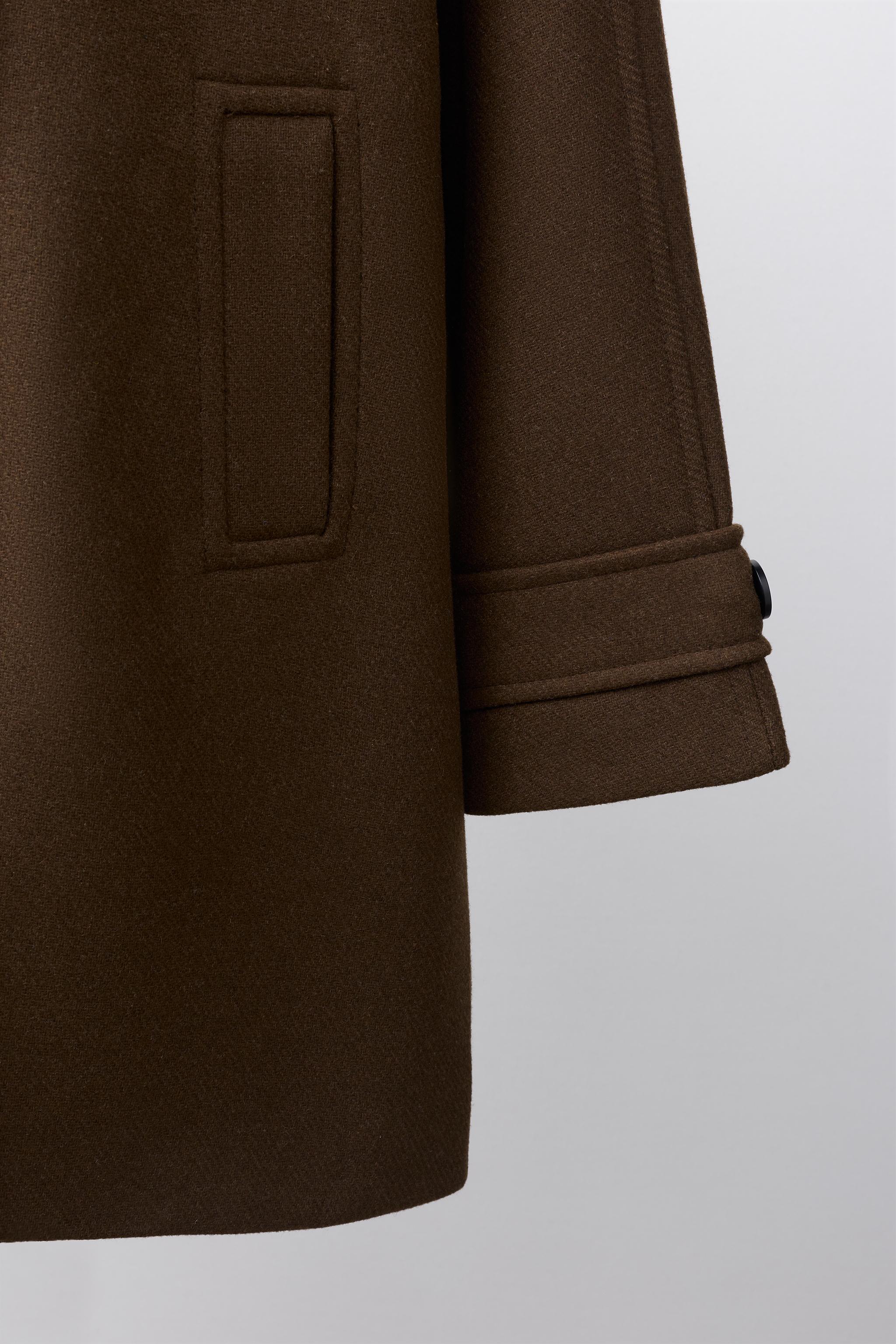 LONG WOOL-BLEND BUTTON-FRONT COAT