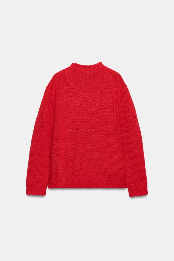 PULL EN MAILLE À COL CHEMINÉE - Rouge de Zara - Image 5