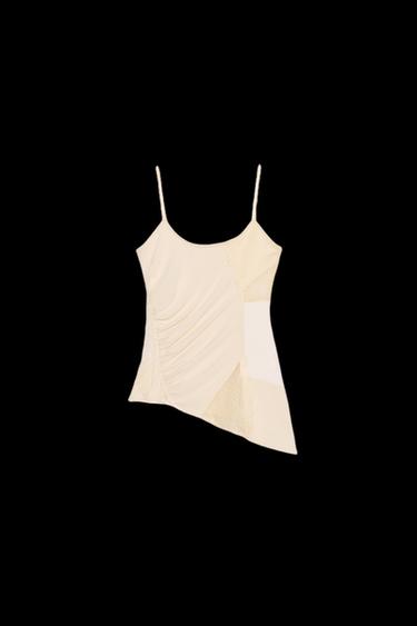 CAMISOLE TOP WITH LACE TRIM - Ecru / Beige by Zara - Image 0