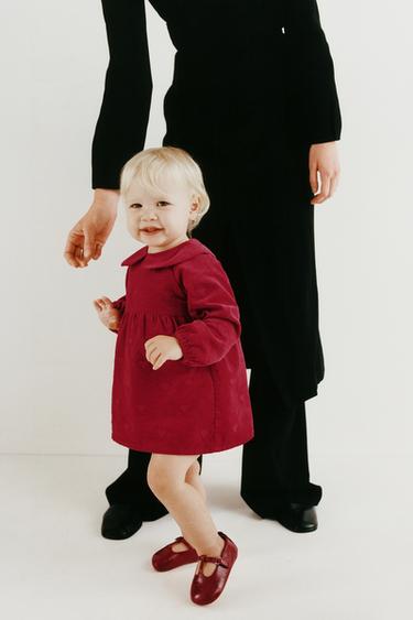 CORDUROY DRESS AND KNICKERS WITH EMBROIDERED HEARTS - Red by Zara