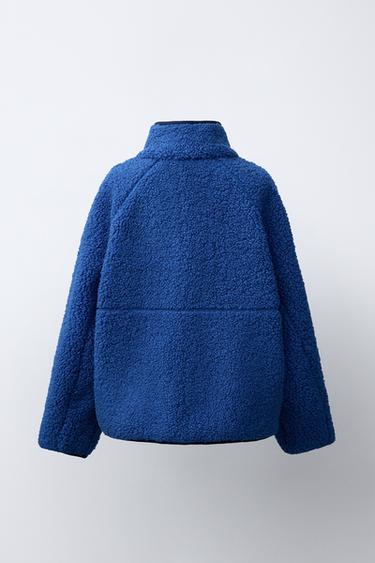 BLOUSON EFFET MOUTON - Bleu roi de Zara - Image 3