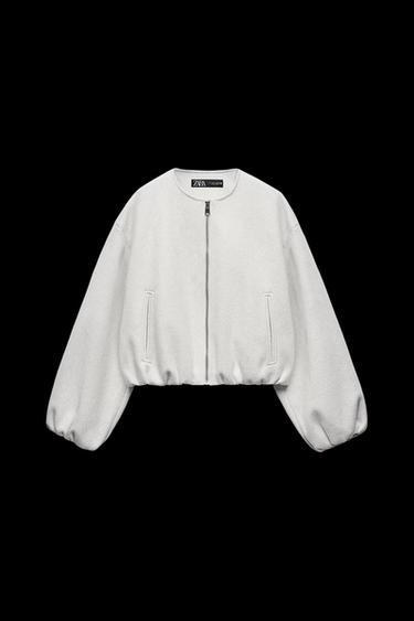 SOFT BOMBER JACKET WITH ELASTIC TRIMS - Ecru by Zara - Image 0