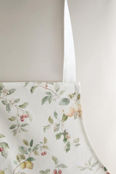 TABLIER COTON FLEURS - Vert de Zara - Image 2