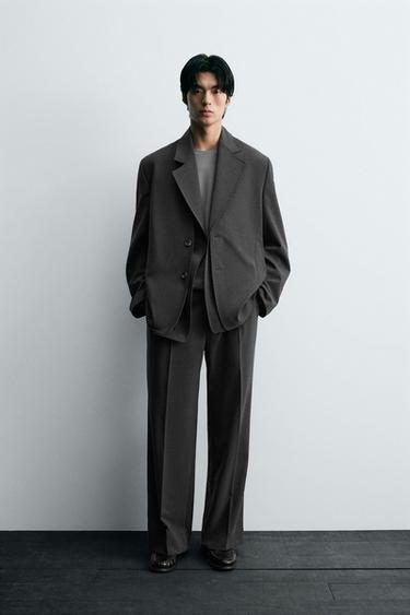 SUIT PLEATED TROUSERS - Grey marl by Zara - Image 0