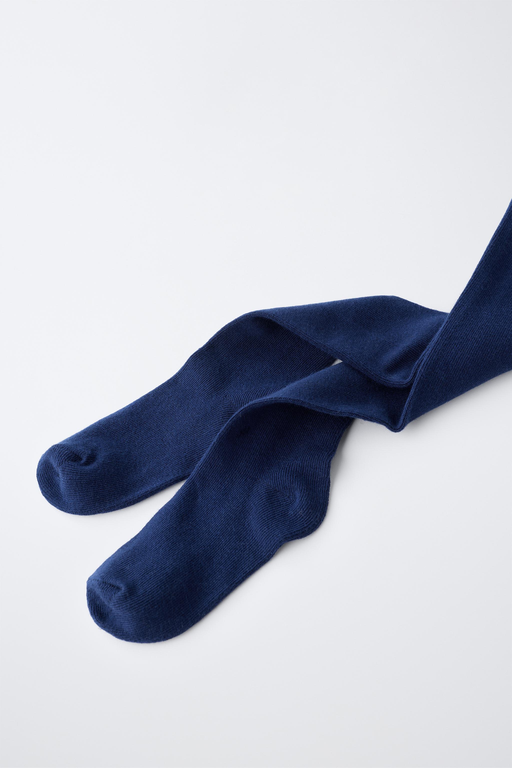 TWO-PACK PLAIN TIGHTS — Ecru / Navy