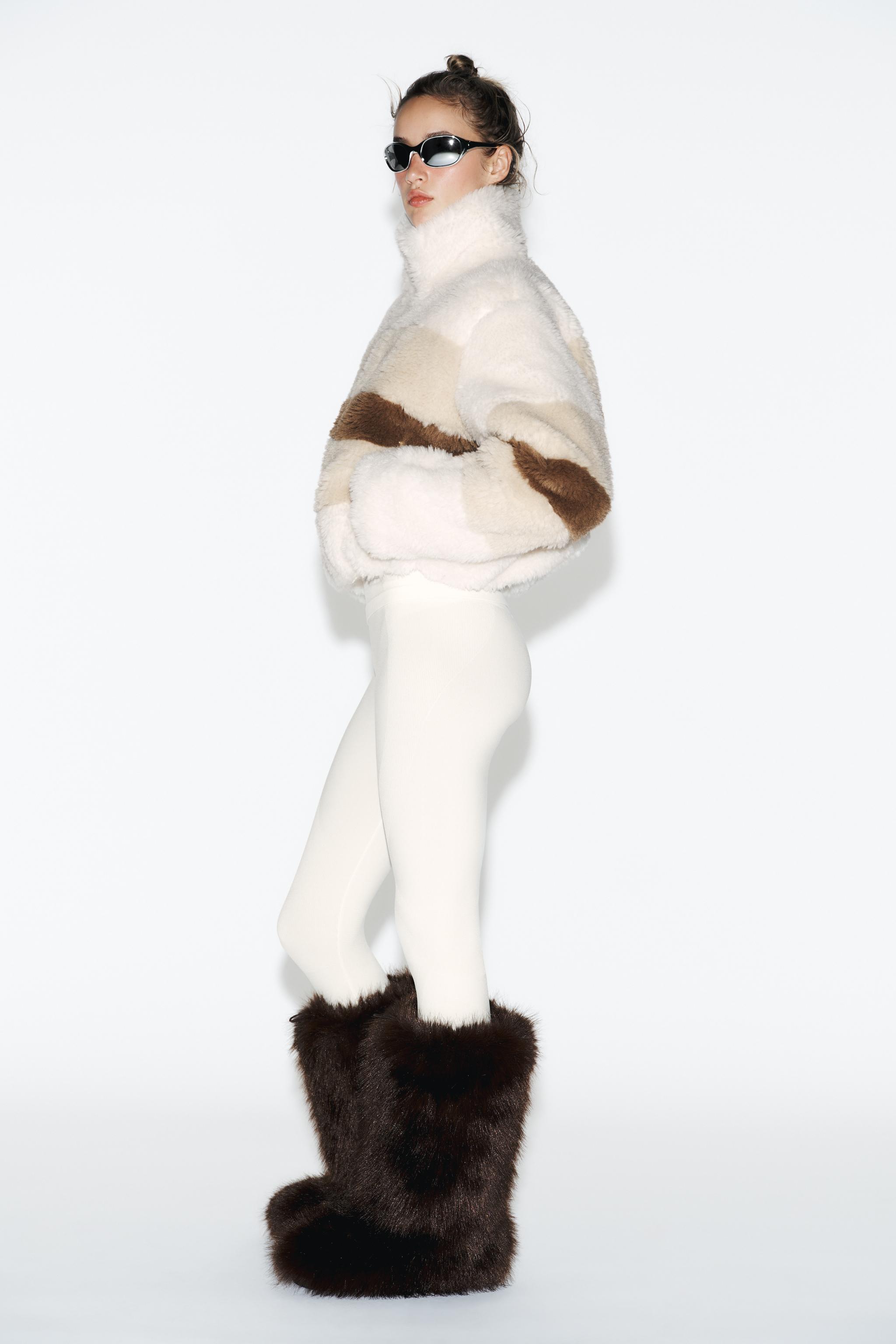 CROPPED FAUX SHEARLING COAT HEIQ XREFLEX™ RECCO® TECHNOLOGY SKI COLLECTION