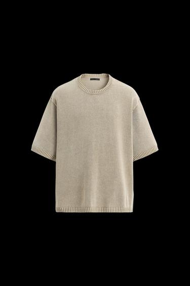 WASHED KNIT T-SHIRT - Sand by Zara