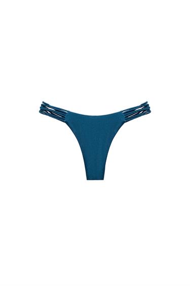 KNOTTED STRAP BIKINI BOTTOMS - Blue by Zara