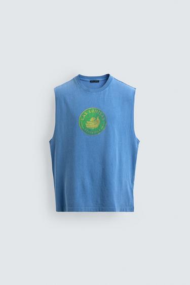 CAMISETA TANK ESTAMPADO COSTA RICA - Azul de Zara