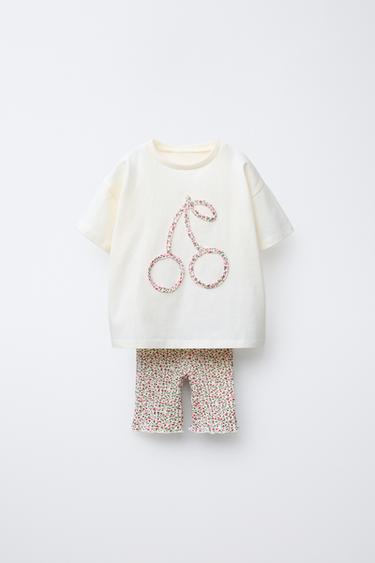 RIBBED CYCLING T-SHIRT AND LEGGINGS JOGGING SET - Ecru by Zara