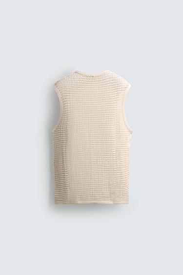 T-SHIRT STRUCTURE CROCHET - Écru de Zara - Image 7