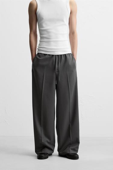 RELAXED FIT TROUSERS WITH STRIPE - Grey by Zara