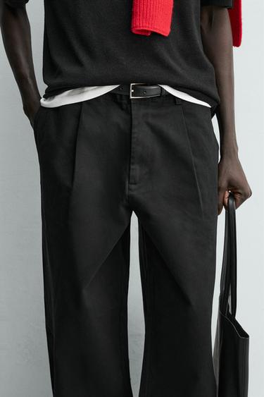 PANTALÓN WIDE FIT PLIEGUES - Negro de Zara