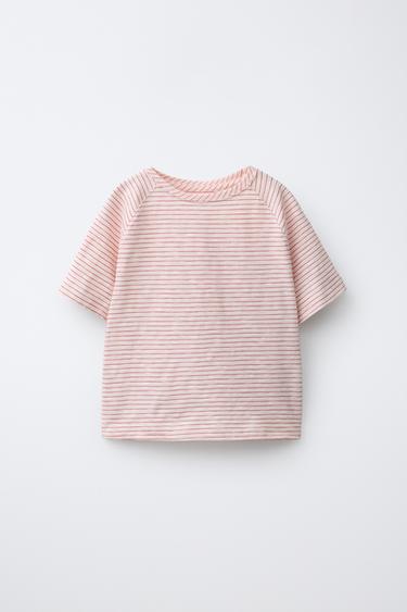 STRIPED RAGLAN SLEEVE T-SHIRT - Ecru by Zara
