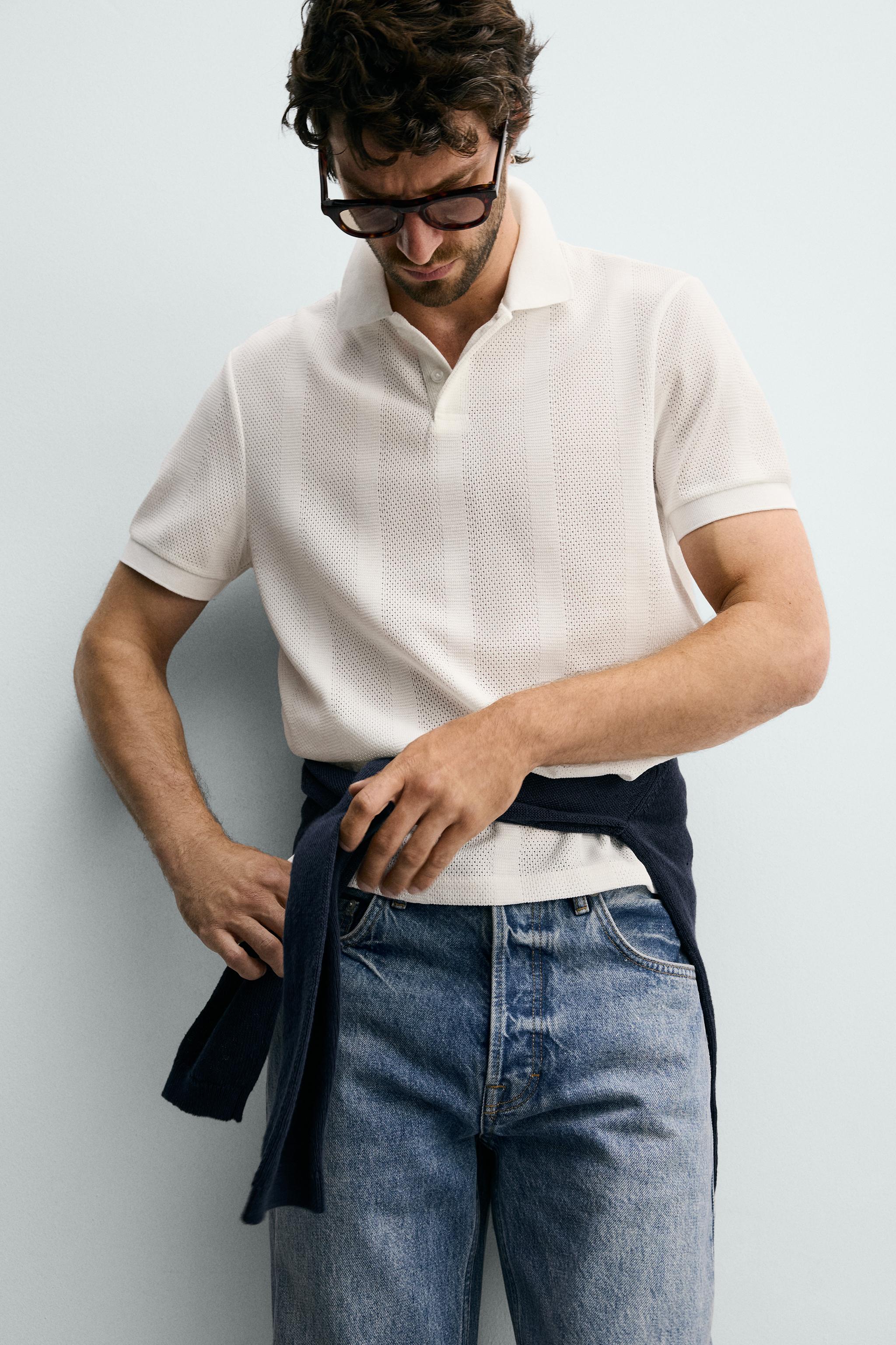 POLO REGULAR FIT EN JACQUARD À RAYURES