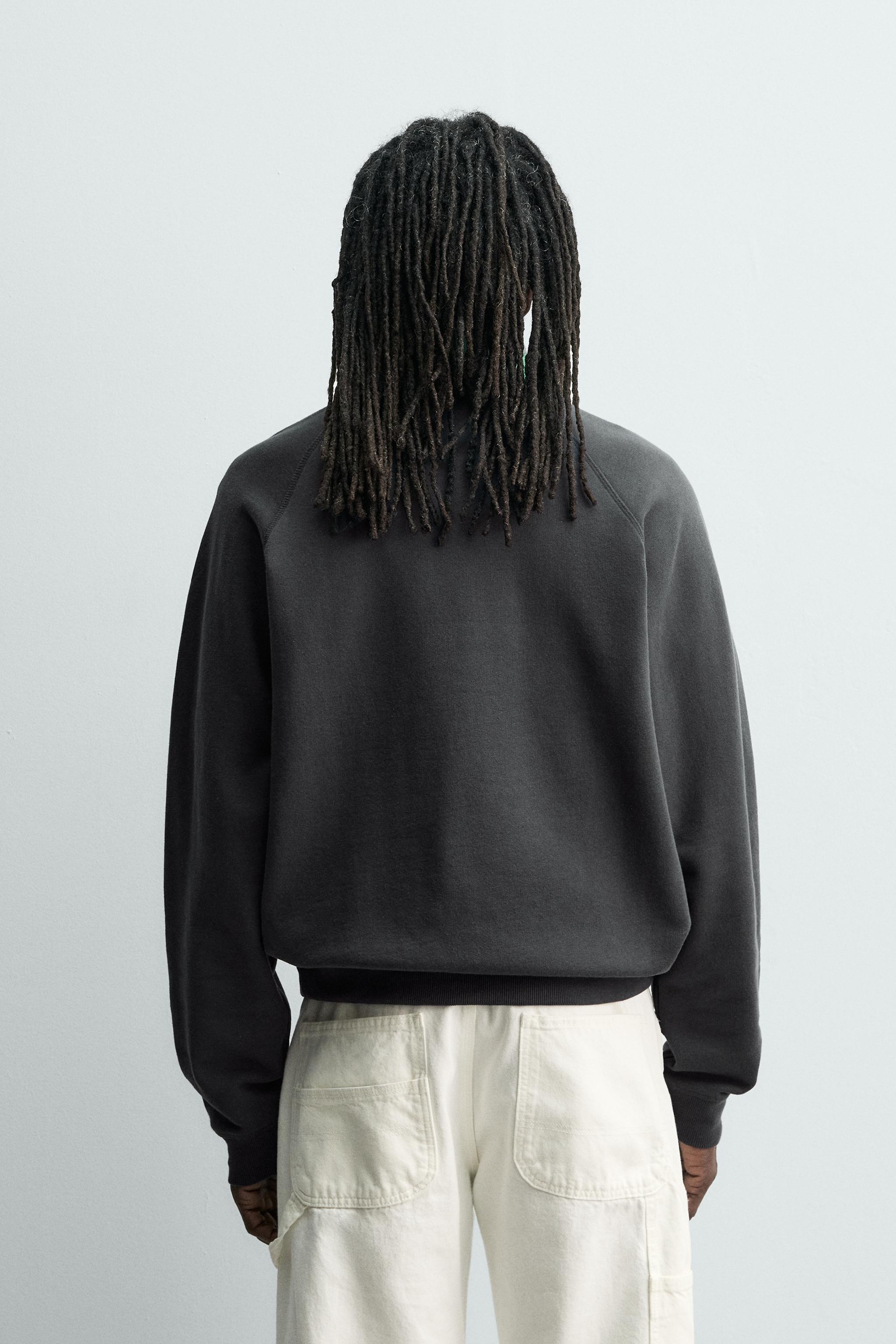 AARON LEVINE X ZARA WASHED CREWNECK SWEATSHIRT - Navy blue | ZARA 
