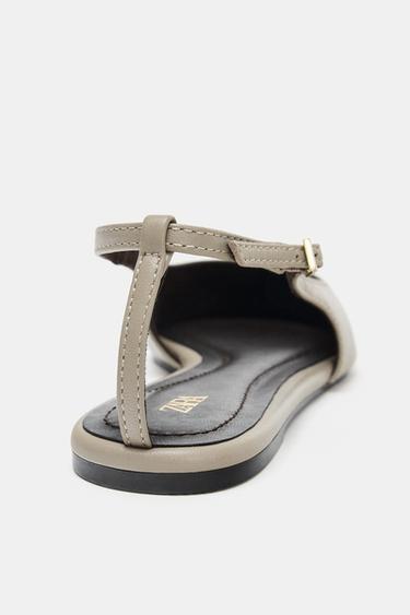 CHAUSSURES OUVERTES À L'ARRIÈRE EN CUIR - Gris taupe de Zara - Image 3
