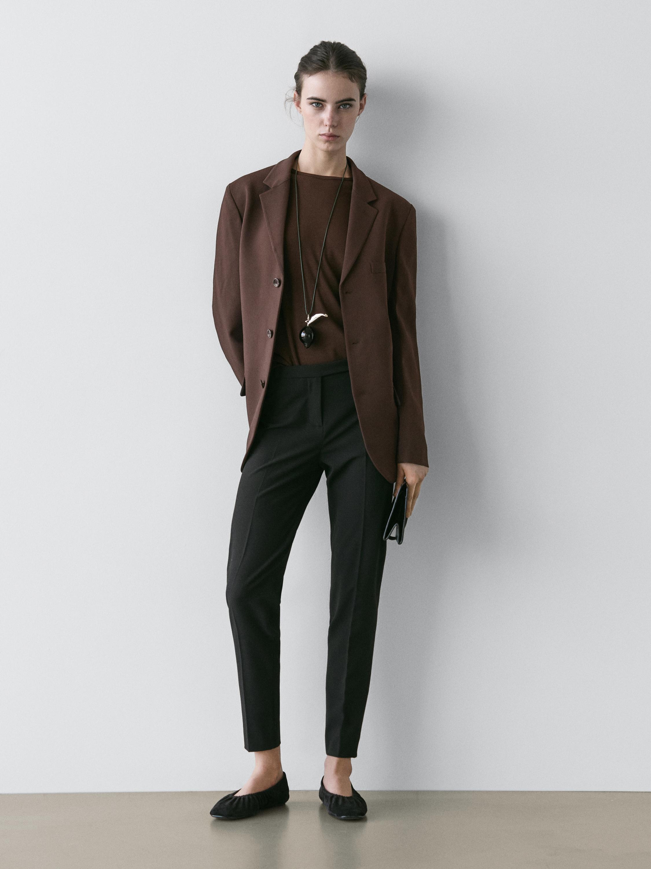 Crepe blazer — Chocolate