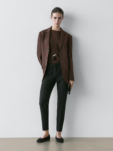 Zara Crepe blazer - Chocolate - Image 0