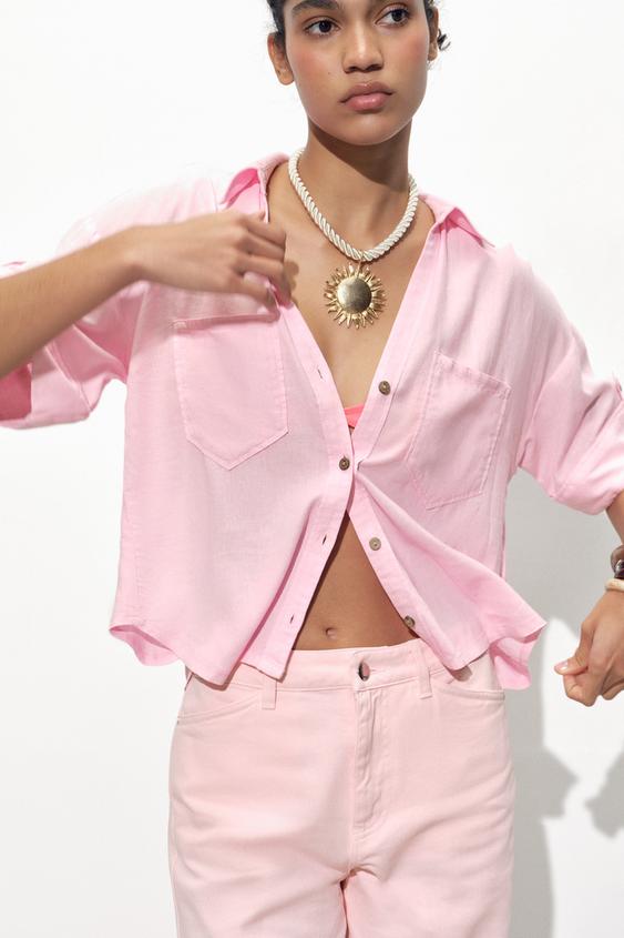 Camisa Rosa Camisas Oversize Mujer Zara Camiseta Rosa Mujer Zara