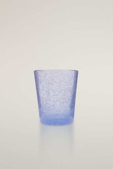 BICCHIERE IN VETRO CON BOLLE - Blu di Zara - Immagine 0