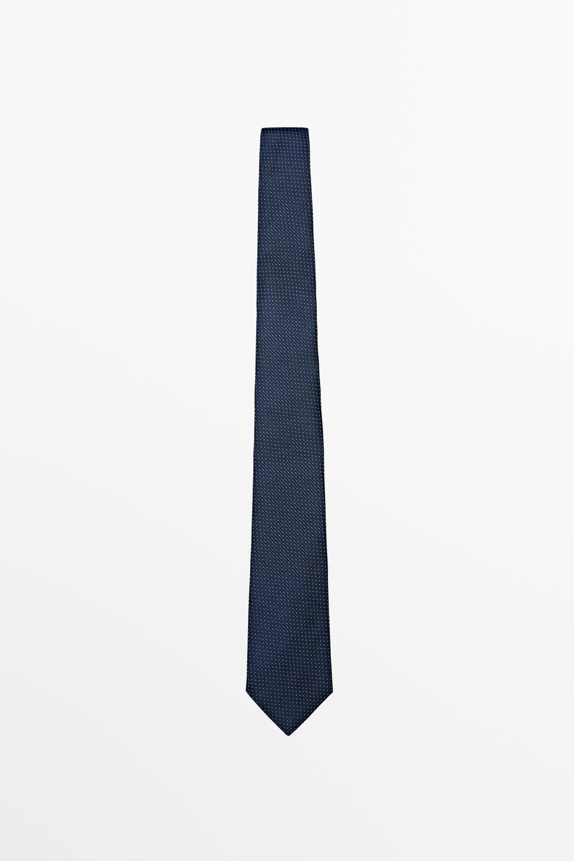 100% silk micro-polka dot tie — Navy blue