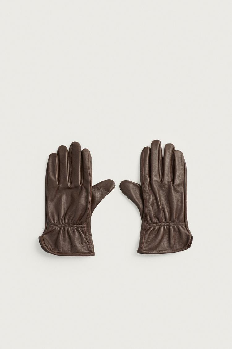 LEATHER GLOVES — Brown