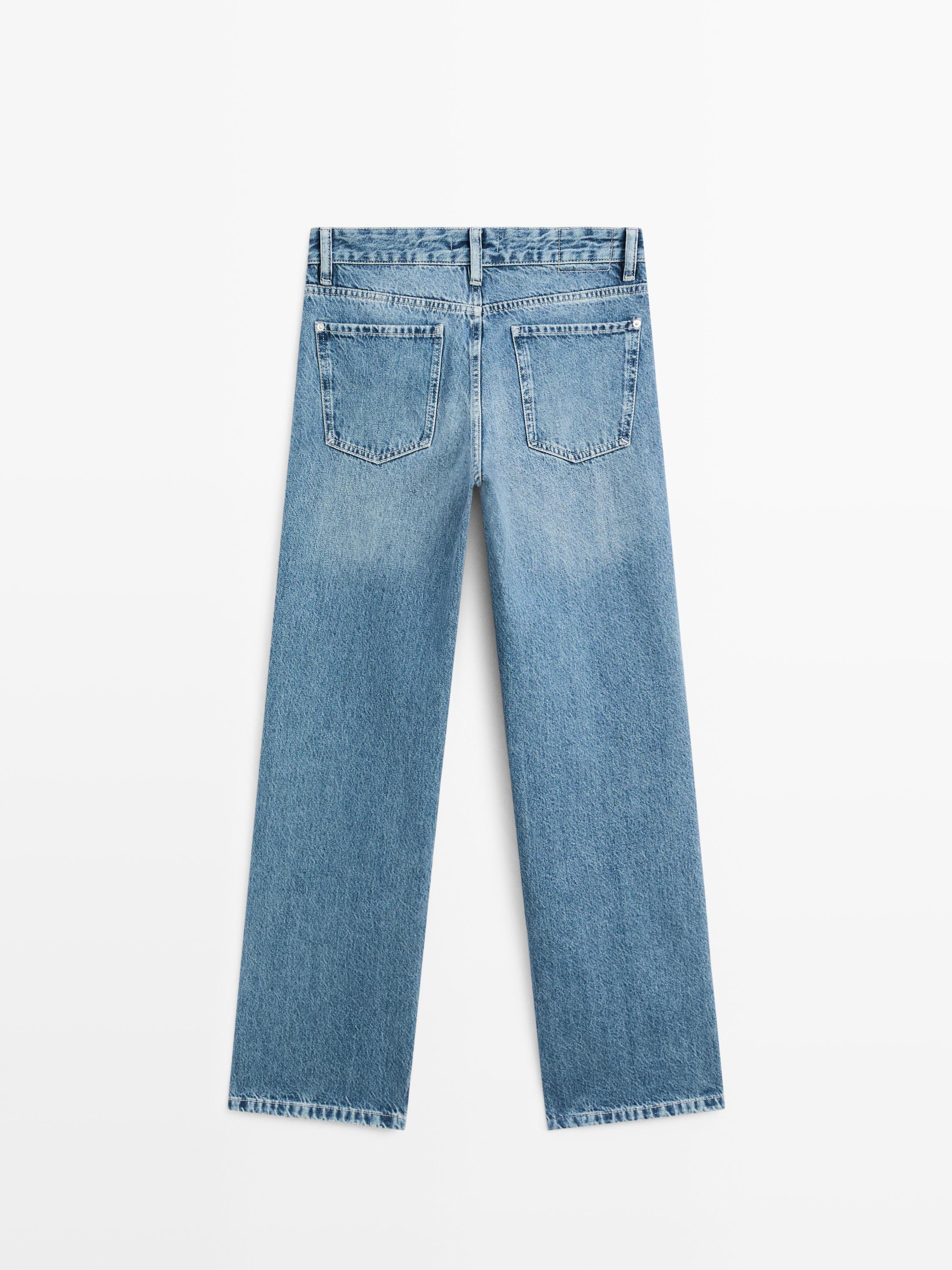 Low-rise straight-leg jeans