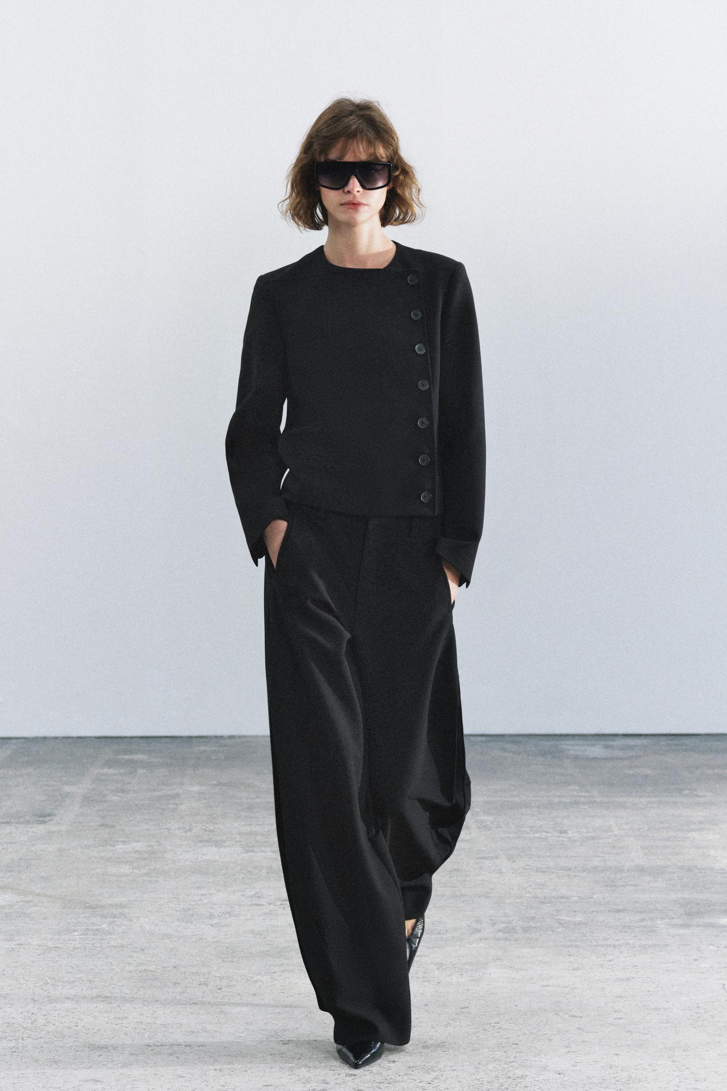 Женские брюки Zara Side Pleated ZW Collection, цвет: Чёрный