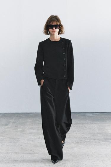 SIDE PLEATED ZW COLLECTION PANTS — Black 2