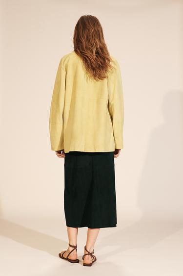 CHEMISE À POCHE EN CUIR DAIM ÉDITION LIMITÉE - Jaune de Zara - Image 4