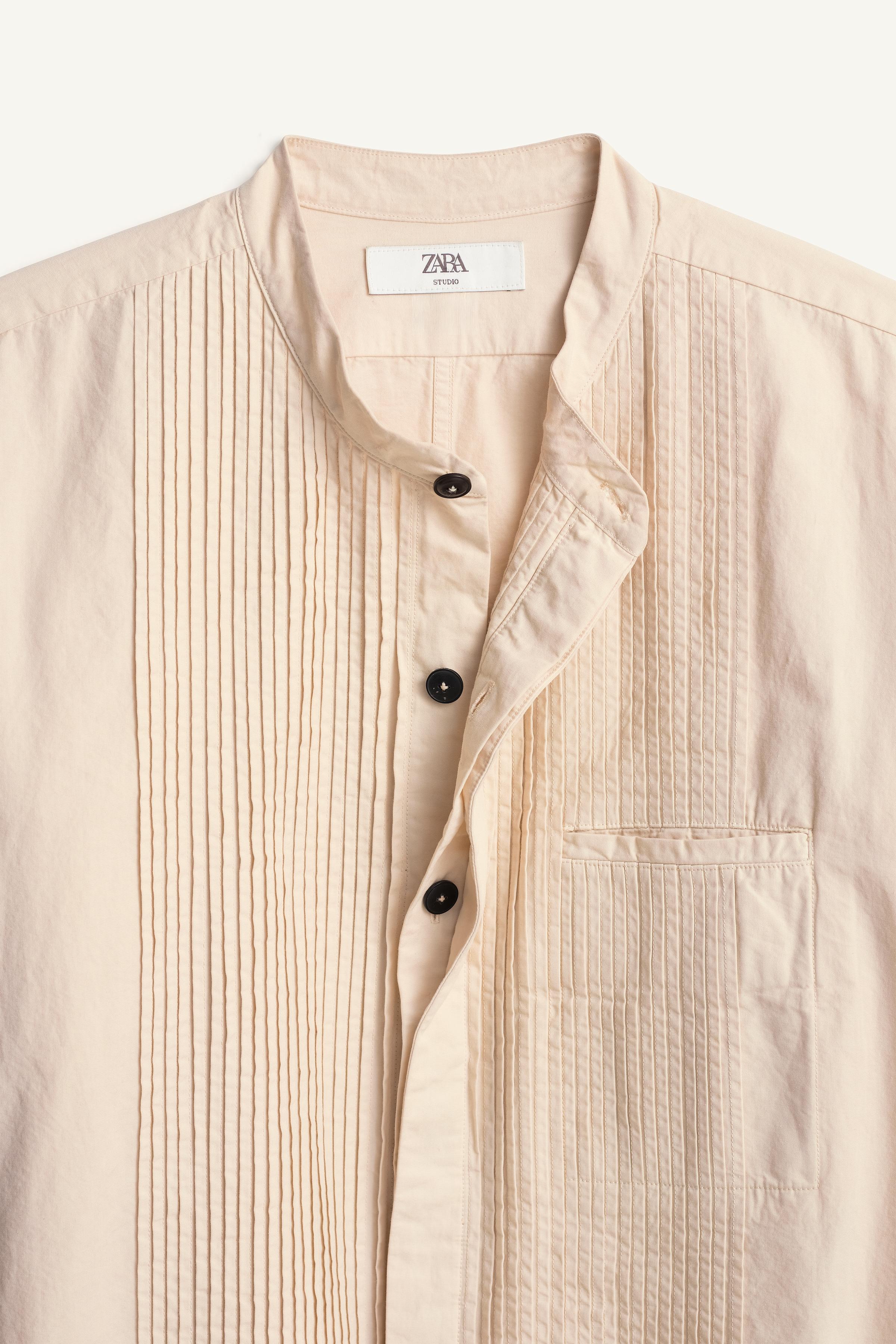 BOXY FIT PLEATED SHIRT