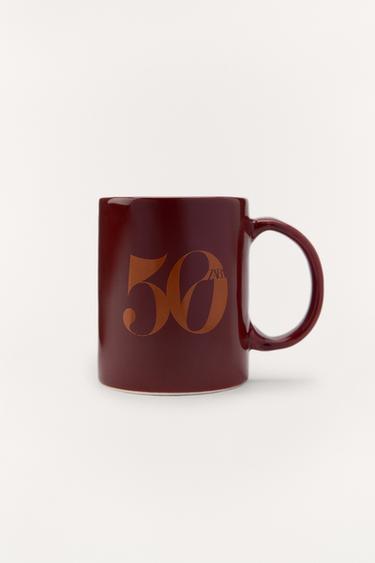 50TH ANNIVERSARY EARTHENWARE MUG - Burgundy by Zara