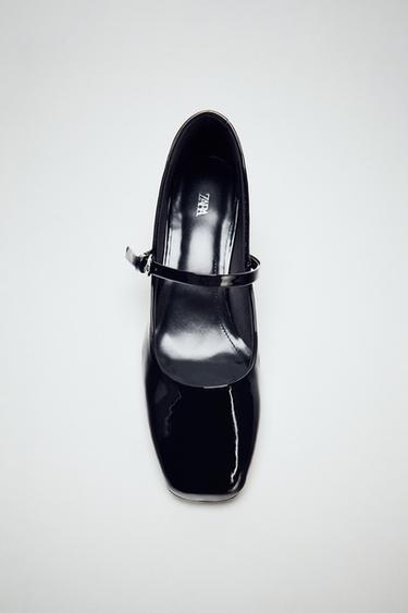 FAUX-PATENT MARY JANES WITH BLOCK HEEL - Black by Zara